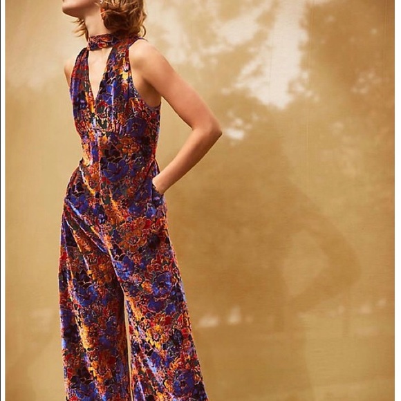 anthropologie velvet jumpsuit